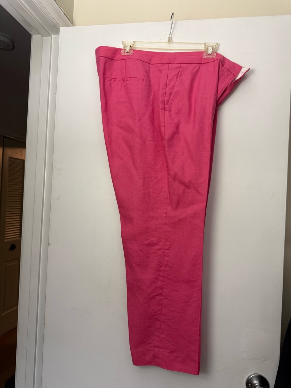 J. Crew Pink Kate Straight-Leg Linen Pants